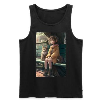 Manga Girl Cat Cadeau - Débardeur bio Premium Homme - noir - Devant - Michal (187cm)