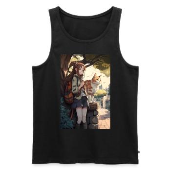 Anime Manga Katze Frau Geschenkidee - Männer Premium Bio Tank Top - Schwarz - Vorne - Michal (187cm)