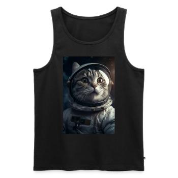 Cat Astronaut Gift - Men's Premium Organic Tank Top - black - Front - AI Model Male 178 light (178cm)