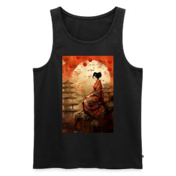 Japanese Temple Geisha Japan Gift - Men's Premium Organic Tank Top - black - Front - Michal (187cm)
