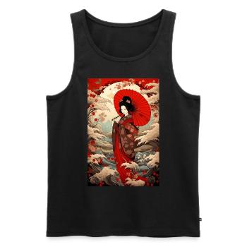 Cadeau de geisha japonaise - Débardeur bio Premium Homme - noir - Devant - Michal (187cm)