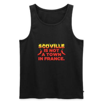 Chili T-Shirt Scoville is not a town in France - Männer Premium Bio Tank Top - Schwarz - Vorne - Michal (187cm)