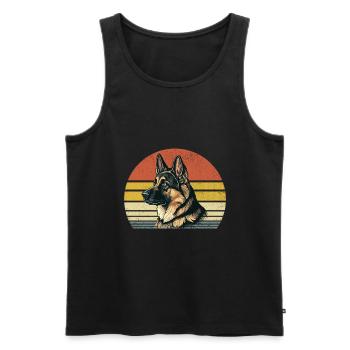 Retro Vintage Deutscher Schäferhund GSD Hundeliebhaber Deutsch - Männer Premium Bio Tank Top - Schwarz - Vorne - Michal (187cm)