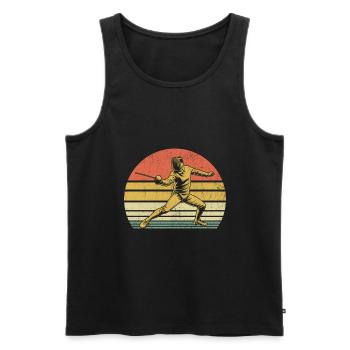 Retro Zaun Schwert Degen Fechten Fechter Athlet - Männer Premium Bio Tank Top - Schwarz - Vorne - AI Model Male 178 light (178cm)