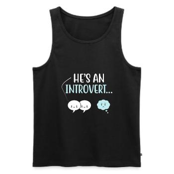 Il est un introverti Dictons pour les introvertis - Débardeur bio Premium Homme - noir - Devant - AI Model Male 178 light (178cm)