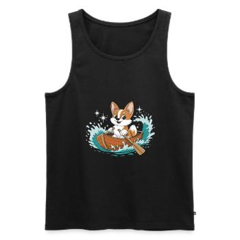 A Corgi Boating Paddle Boat - Men's Premium Organic Tank Top - black - Front - Michal (187cm)