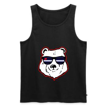 Leather Bear LGBT Fetish Gay Pride Bär Leder - Männer Premium Bio Tank Top - Schwarz - Vorne - Michal (187cm)