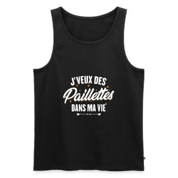 J'veux des paillettes dans ma vie - Débardeur bio Premium Homme - noir - Devant - Michal (187cm)