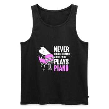 Ne sous-estimez jamais une fille qui joue du piano musicia - Débardeur bio Premium Homme - noir - Devant - Michal (187cm)