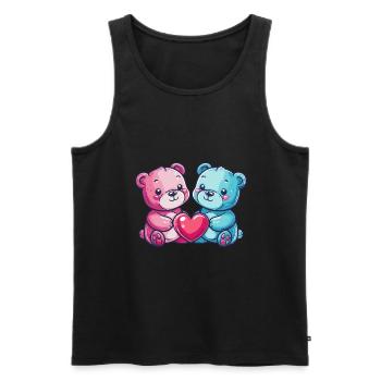 Ours Couple Amour Saint-Valentin - Débardeur bio Premium Homme - noir - Devant - Michal (187cm)