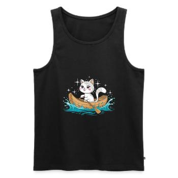Un pédalo pour chat - Débardeur bio Premium Homme - noir - Devant - AI Model Male 178 light (178cm)
