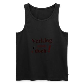 Funny saying: Sued me! - Men's Premium Organic Tank Top - black - Front - AI Model Male 178 light (178cm)