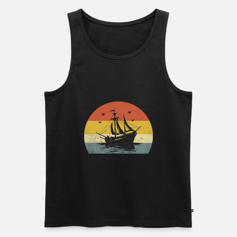 Retro Bootfahren Paddelboot - Männer Premium Bio Tank Top - Schwarz