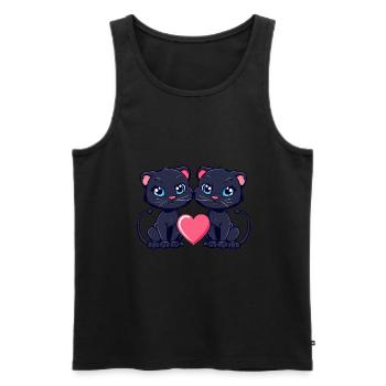 Panther Paar Liebe Valentinstag - Männer Premium Bio Tank Top - Schwarz - Vorne - Michal (187cm)
