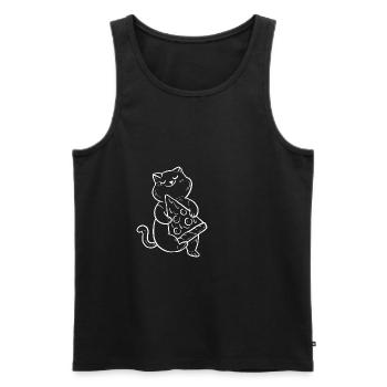 Cat and Pizza Pet Lovers Poison - Men's Premium Organic Tank Top - black - Front - Michal (187cm)