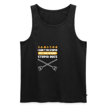Can't stupidly fix school officials poison - Men's Premium Organic Tank Top - black - Front - AI Model Male 178 light (178cm)