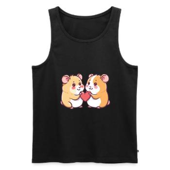 Couple de hamsters Amour Saint-Valentin - Débardeur bio Premium Homme - noir - Devant - Michal (187cm)