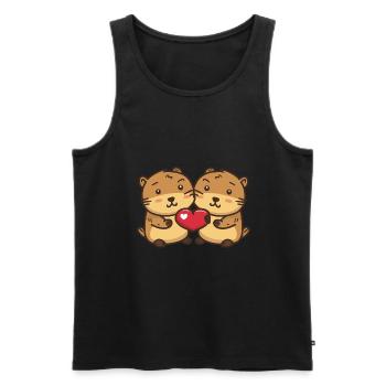 Biber Paar Liebe Valentinstag - Männer Premium Bio Tank Top - Schwarz - Vorne - AI Model Male 178 light (178cm)