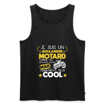 Boulanger - Motard - Cadeau - Cool - Humour - Moto - Débardeur bio Premium Homme - noir - Devant - Michal (187cm)