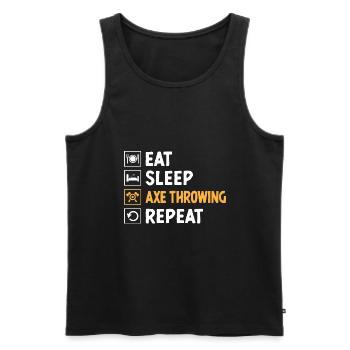 Manger Sleep Lancer de hache Lancer de hachette répété - Débardeur bio Premium Homme - noir - Devant - AI Model Male 178 light (178cm)