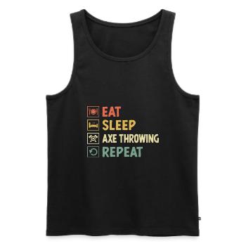 Manger Sleep Lancer de hache Lancer de hachette répété - Débardeur bio Premium Homme - noir - Devant - AI Model Male 178 light (178cm)