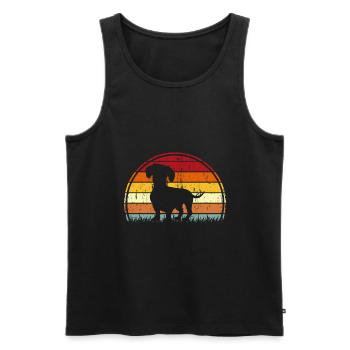 Retro Grafik Dackel Hundebesitzer Hundeliebhaber Wiener - Männer Premium Bio Tank Top - Schwarz - Vorne - AI Model Male 178 light (178cm)