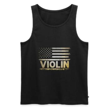 Drapeau américain USA Instrument violoniste Viole de viole - Débardeur bio Premium Homme - noir - Devant - Michal (187cm)