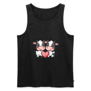 Kuh Paar Liebe Valentinstag - Männer Premium Bio Tank Top - Schwarz - Vorne - Michal (187cm)