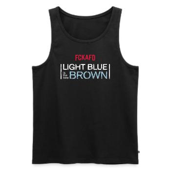 FCKAFD | NEW BROWN - Männer Premium Bio Tank Top - Schwarz - Vorne - AI Model Male 178 light (178cm)