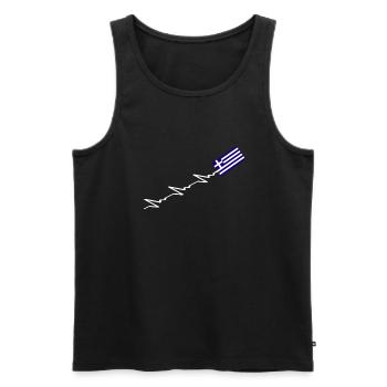 Grèce Drapeau grec Battement de cœur grec - Débardeur bio Premium Homme - noir - Devant - Michal (187cm)