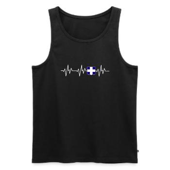 Grèce Drapeau grec Battement de cœur grec - Débardeur bio Premium Homme - noir - Devant - Michal (187cm)