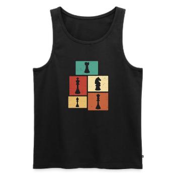 Pièces d’échecs Joueur d’échecs Joueur d’échecs Vintage - Débardeur bio Premium Homme - noir - Devant - Michal (187cm)