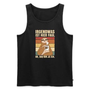 Faultiere Chillen Faultier Irgendwas ist hier Faul - Männer Premium Bio Tank Top - Schwarz - Vorne - Michal (187cm)