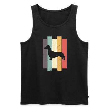 Dachshund Retro Teckel Dogs - Men's Premium Organic Tank Top - black - Front - AI Model Male 178 light (178cm)