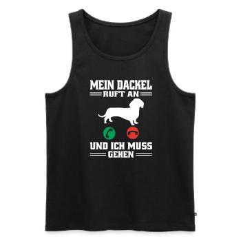 Dackel Ruft An Dachshund Teckel - Männer Premium Bio Tank Top - Schwarz - Vorne - AI Model Male 178 light (178cm)