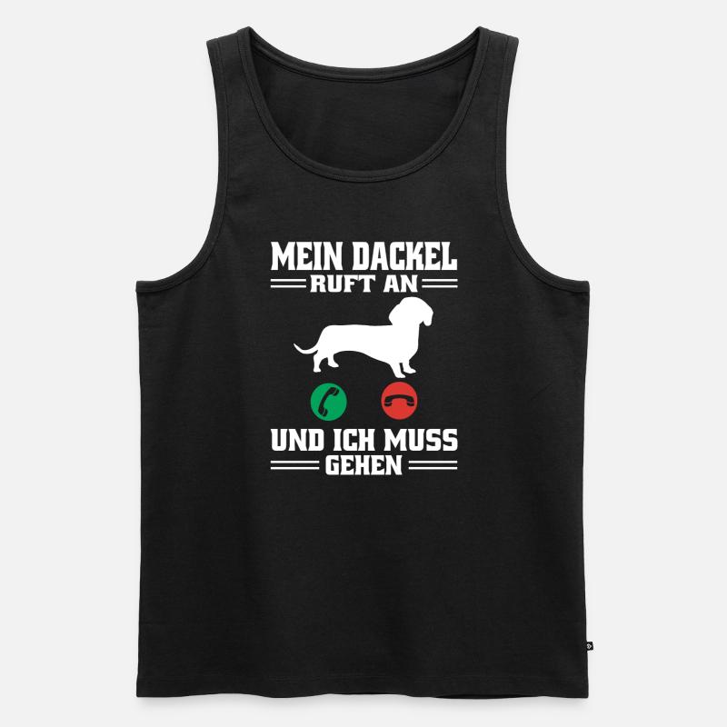 Dackel Ruft An Dachshund Teckel - Männer Premium Bio Tank Top - Schwarz