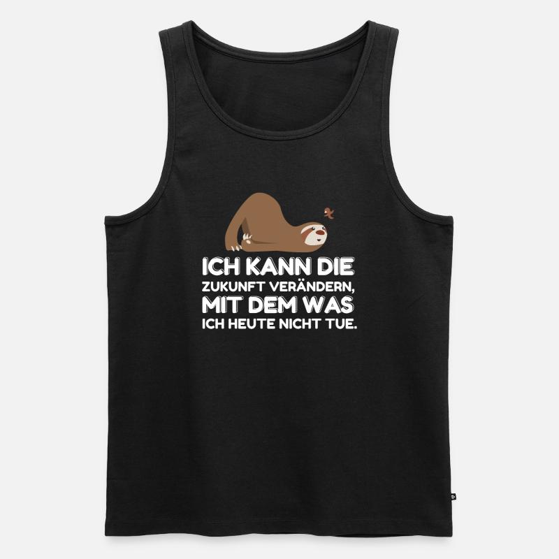 Faultiere Spruch Faultier Lustig - Männer Premium Bio Tank Top - Schwarz