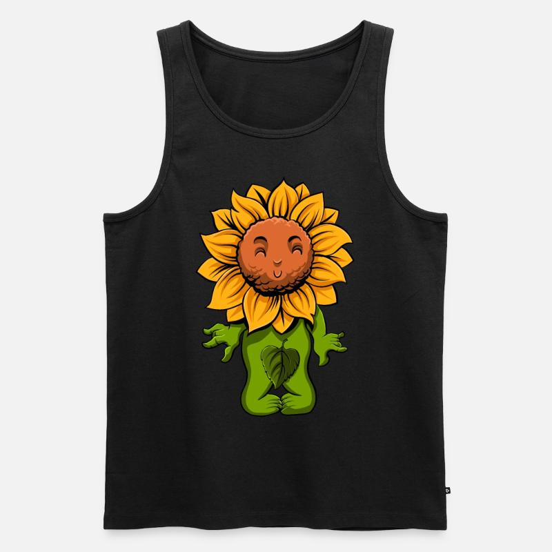 Sonnenblume - Männer Premium Bio Tank Top - Schwarz