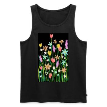 Flower meadow - Men's Premium Organic Tank Top - black - Front - AI Model Male 178 light (178cm)