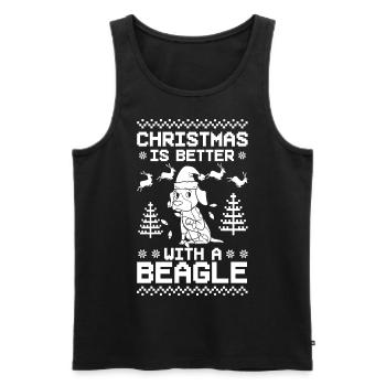 Beagle Dog Puppy Owner Lover Christmas - Men's Premium Organic Tank Top - black - Front - Michal (187cm)