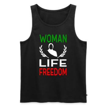 Woman Life Freedom Iran Frauen Rechte Freiheit - Männer Premium Bio Tank Top - Schwarz - Vorne - Michal (187cm)