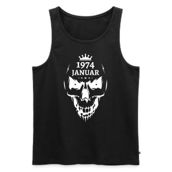 Januar 1974 Totenkopf - Männer Premium Bio Tank Top - Schwarz - Vorne - Michal (187cm)