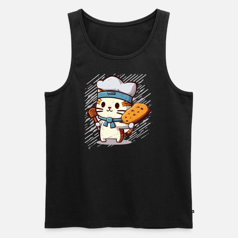 Katze Bäcker - Männer Premium Bio Tank Top - Schwarz