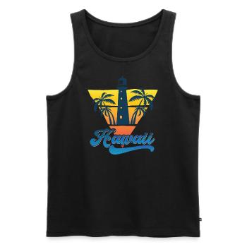 Hawaii Lighthouse Beach Design - Men's Premium Organic Tank Top - black - Front - AI Model Male 178 light (178cm)