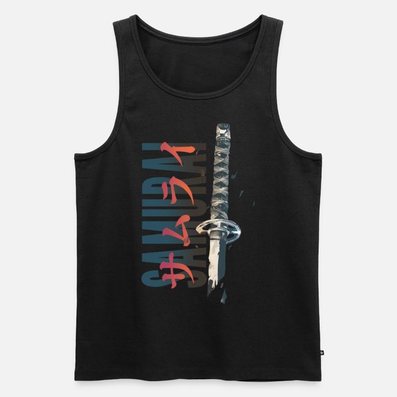 SAMURAI Katana with Kanji - Männer Premium Bio Tank Top - Schwarz