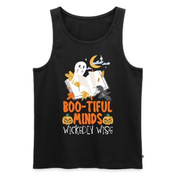 Boo-tiful Minds Wickedly Wise Teacher Halloween - Débardeur bio Premium Homme - noir - Devant - Michal (187cm)