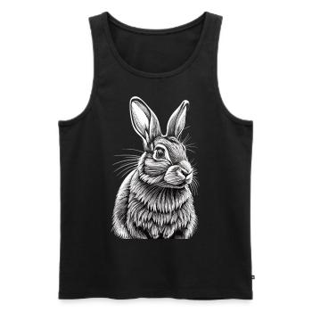 Portrait de lapin - Débardeur bio Premium Homme - noir - Devant - AI Model Male 178 light (178cm)