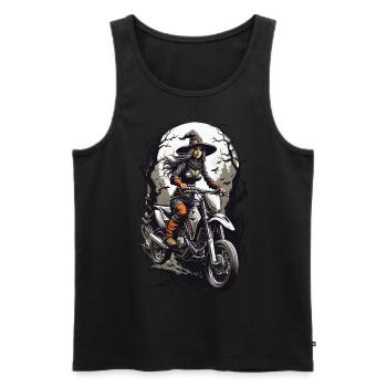Cool Witches Biker Motorcycle Halloween on Wheels - Men's Premium Organic Tank Top - black - Front - AI Model Male 178 light (178cm)