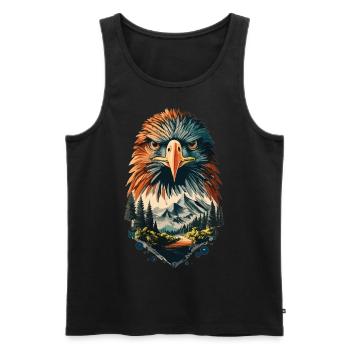 Natur in Perfektion: Adler und Berggipfel vereint - Männer Premium Bio Tank Top - Schwarz - Vorne - AI Model Male 178 light (178cm)