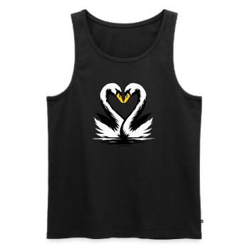 Herzzerreißende Schwäne bilden Herz - Männer Premium Bio Tank Top - Schwarz - Vorne - Michal (187cm)